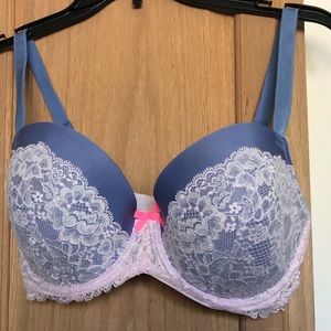 Victoria's Secret Blue and Pink Lace Bra